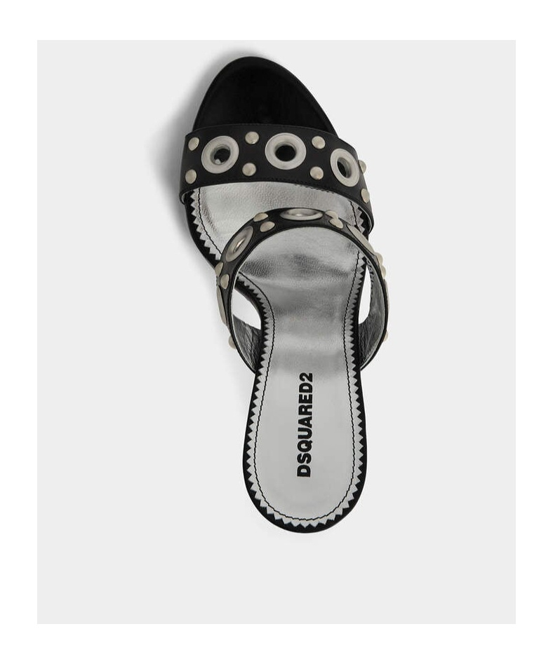 Dsquared2 Gothic 100mm Leather Sandals In Black