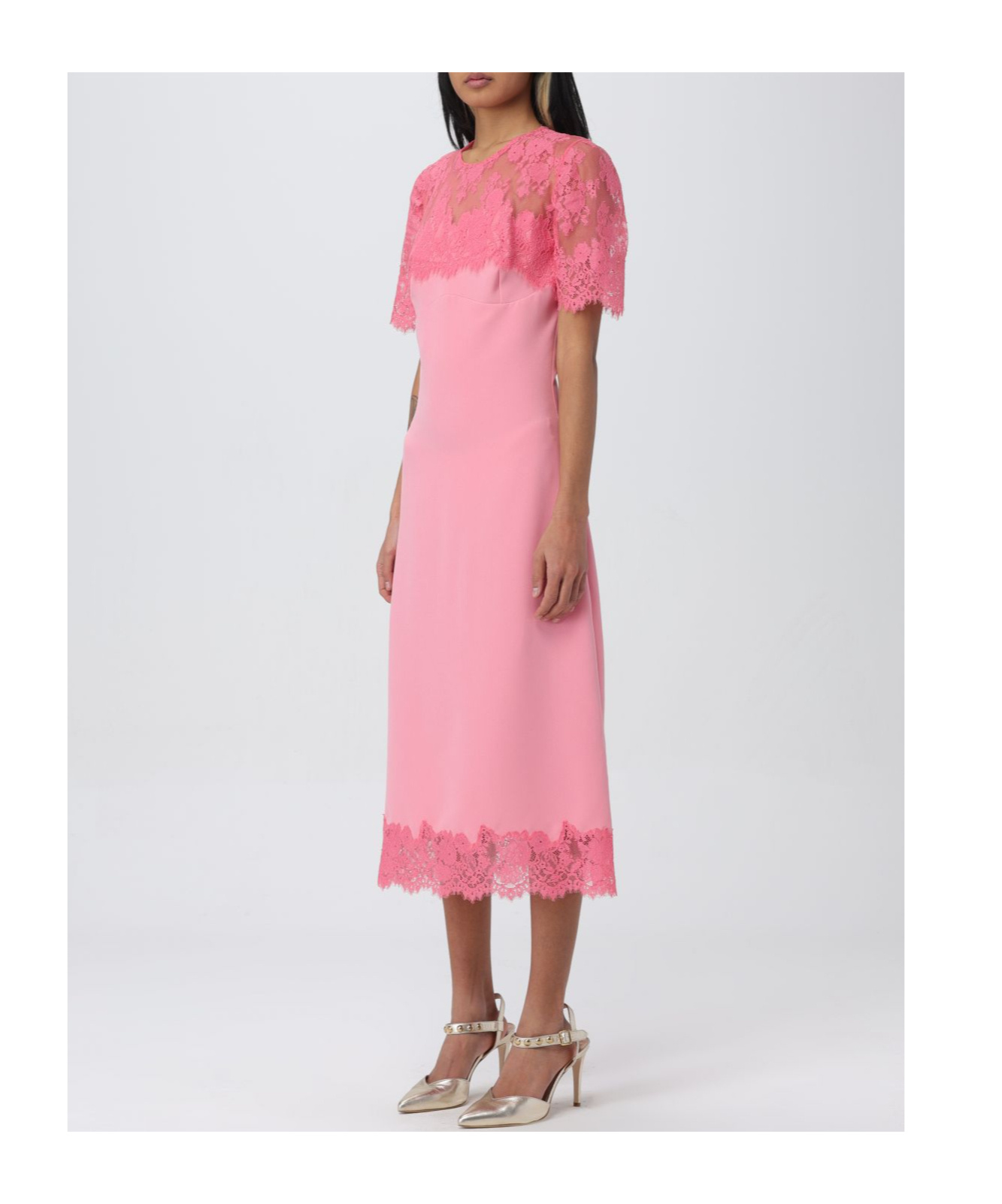 Ermanno Scervino Midi Dress In Soft Cady In Pink