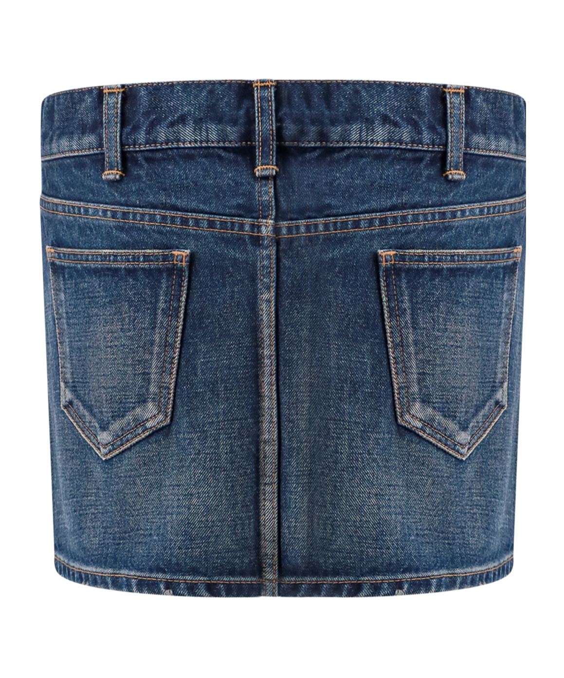 Celine Denim Mini Skirt With Vintage Effect In Blue