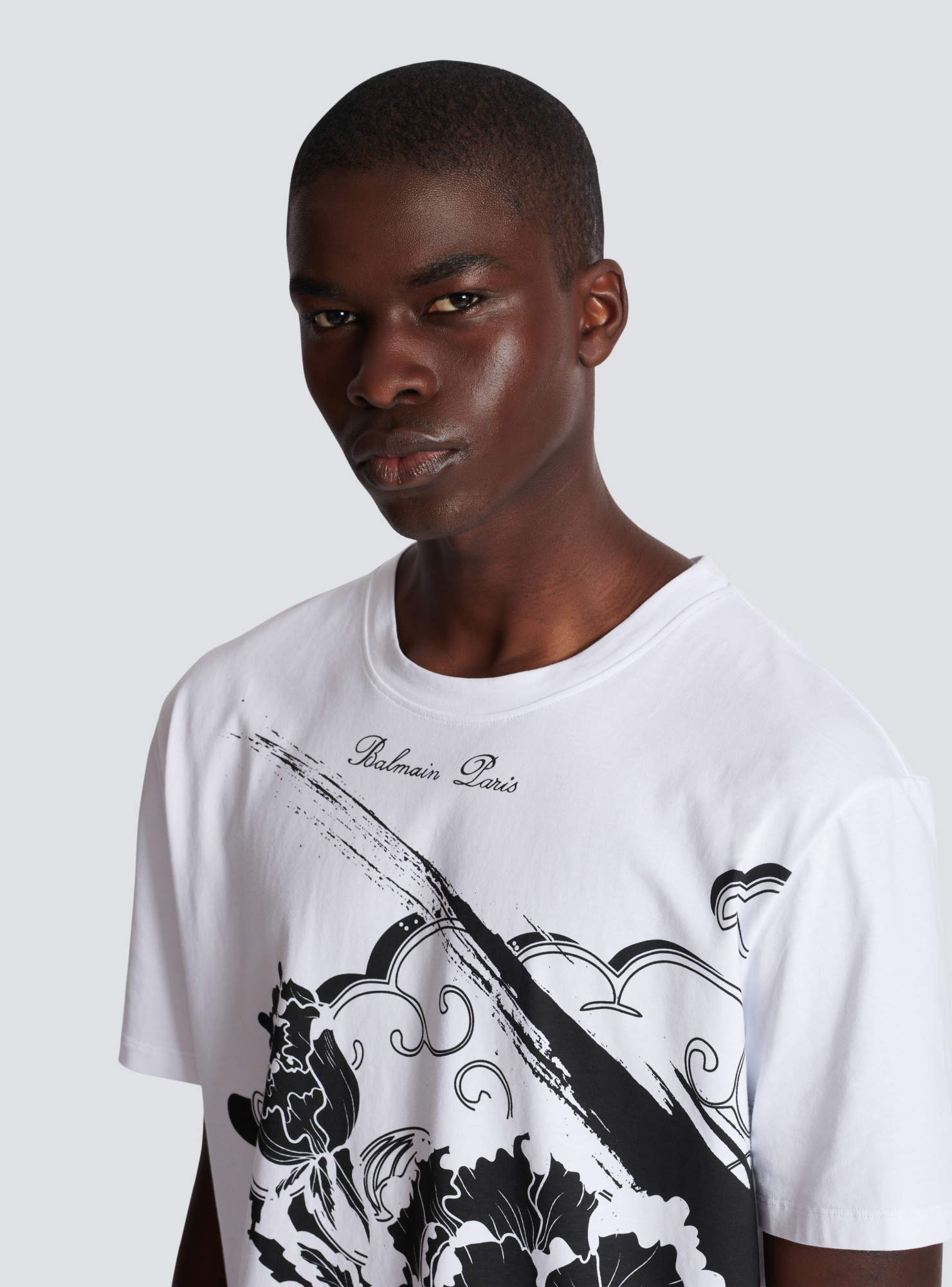 Balmain Flower-print Cotton T-shirt In White