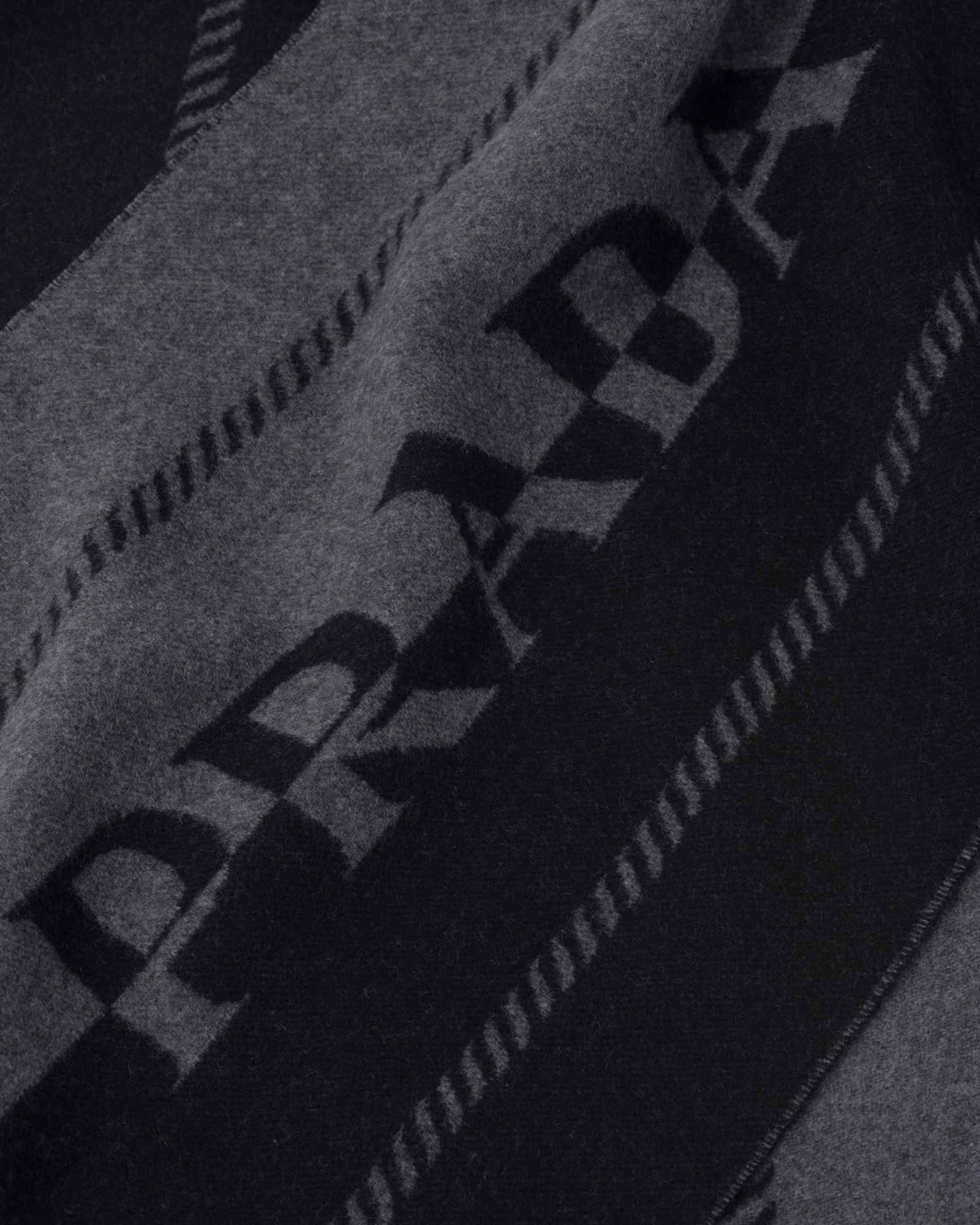Prada Logo-jacquard Wool Scarf In Black