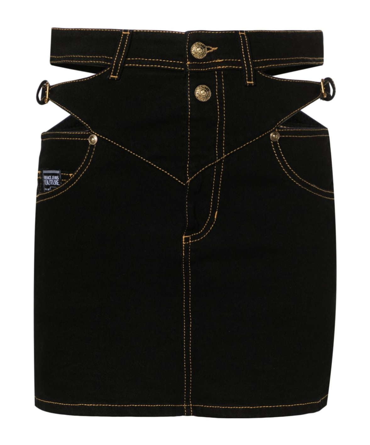 Versace Jeans Couture Cut-out Detailed Denim Mini Skirt