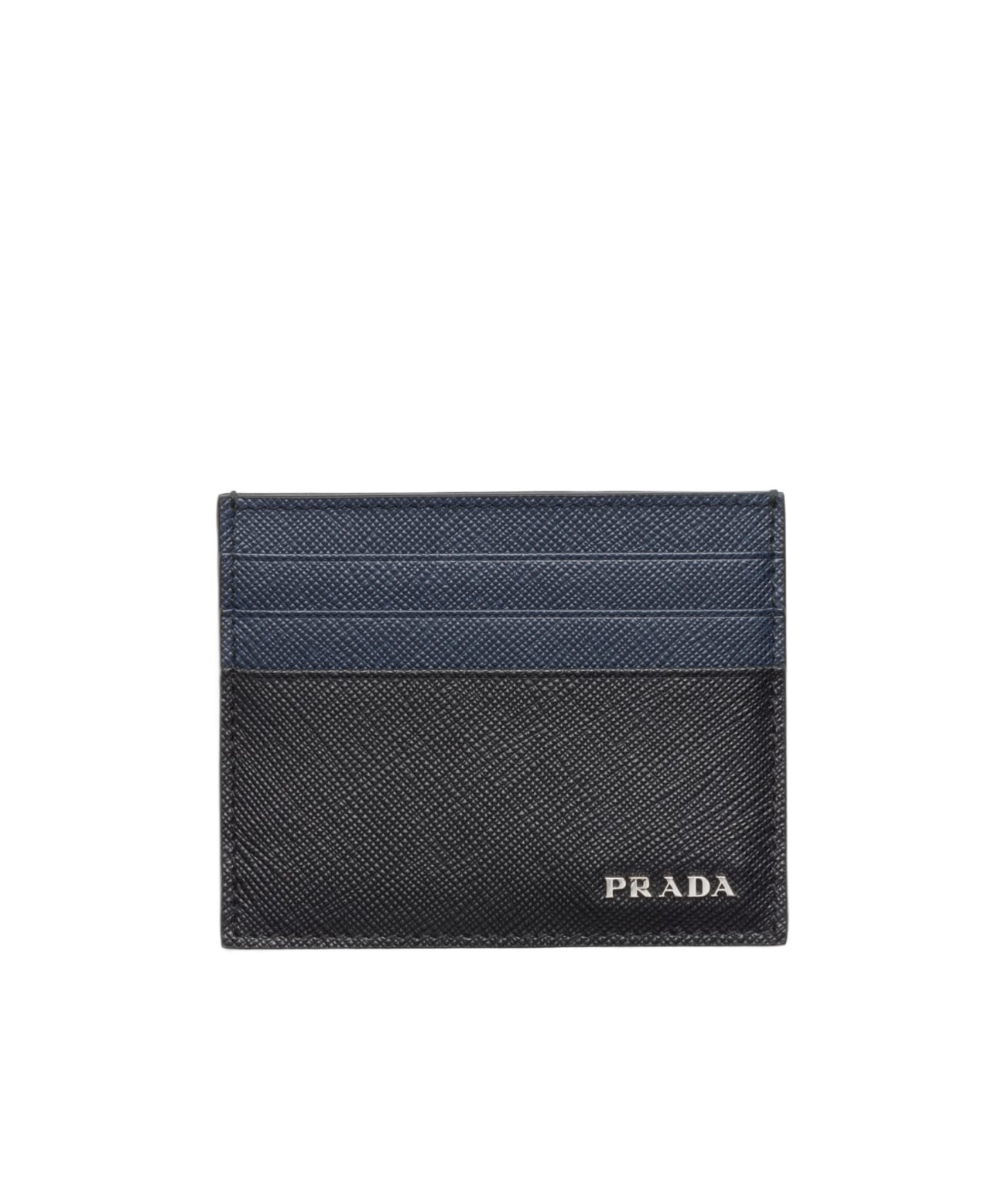 Prada Black Colour-block Leather Card Holder In Black