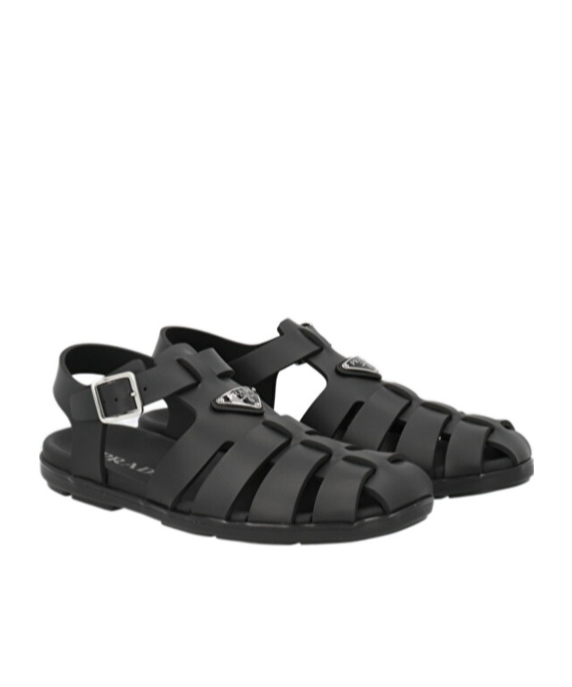 Shop Prada Rubber Fisherman Sandals In Black