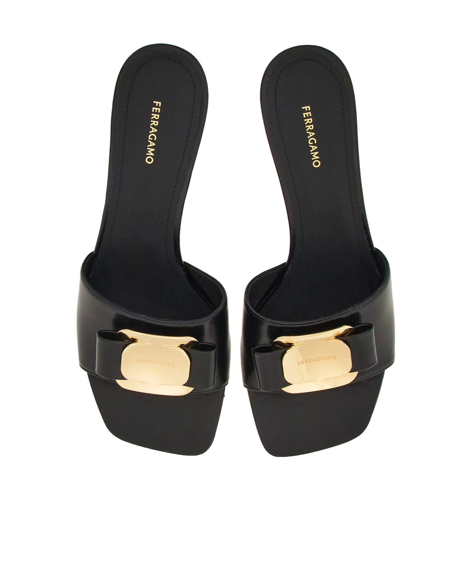 Ferragamo Zelie 55 Vara Plate Leather Sandals In Black