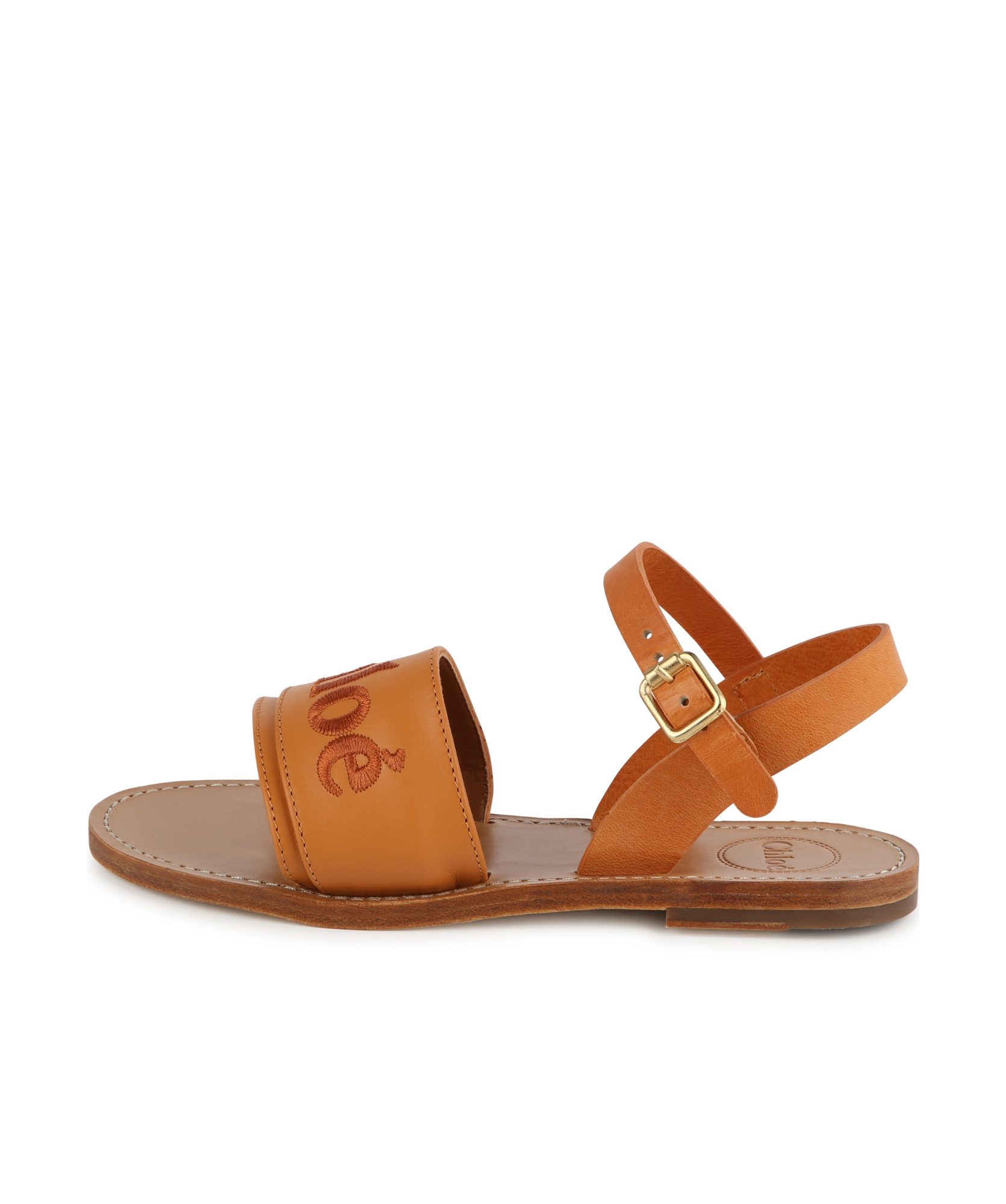 Chloé Girls Leather Logo Sandals In Brown