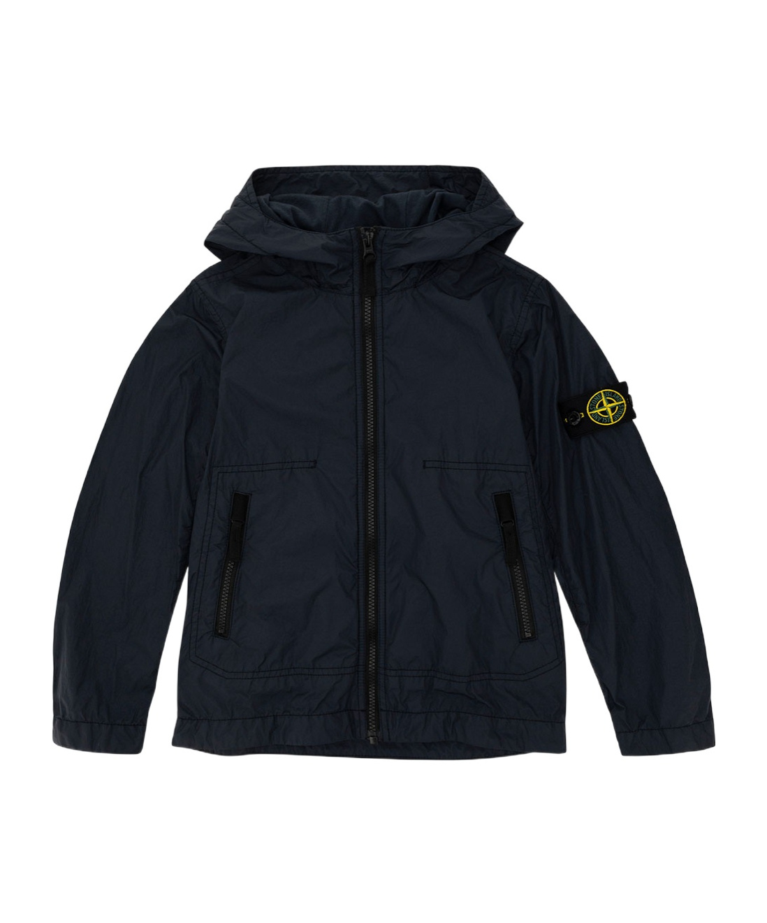 Stone Island Compass-badge Hooded Jacket In Blue