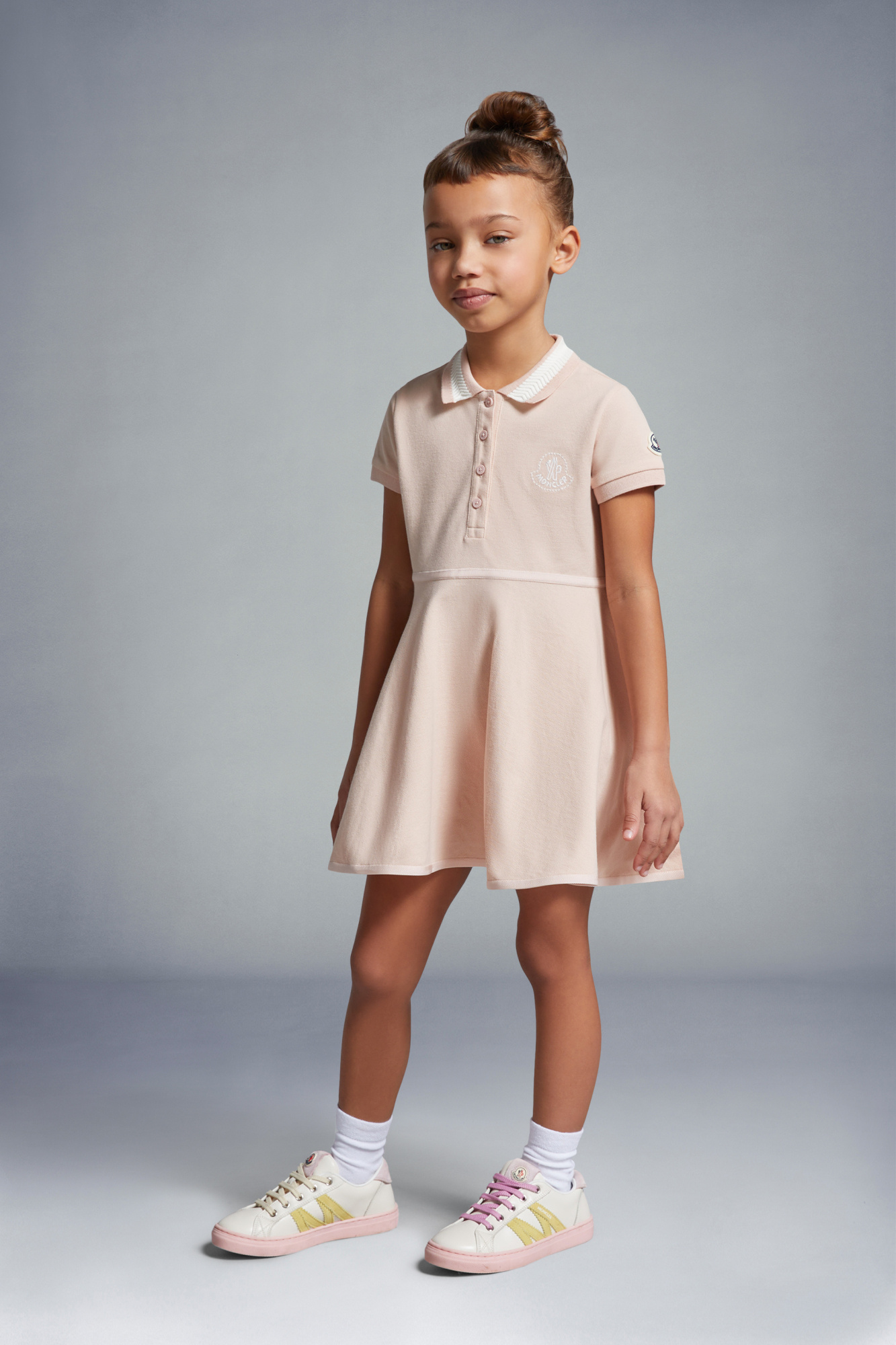 Moncler Cotton Polo Shirt Dress In Pink