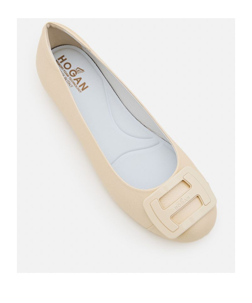 Hogan Flat Shoes With Decorative Buckle Detail In Nude