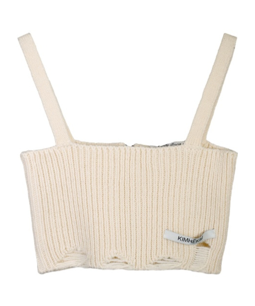 Kimhēkim Thin Shoulder Strap Rib Sling In Nude