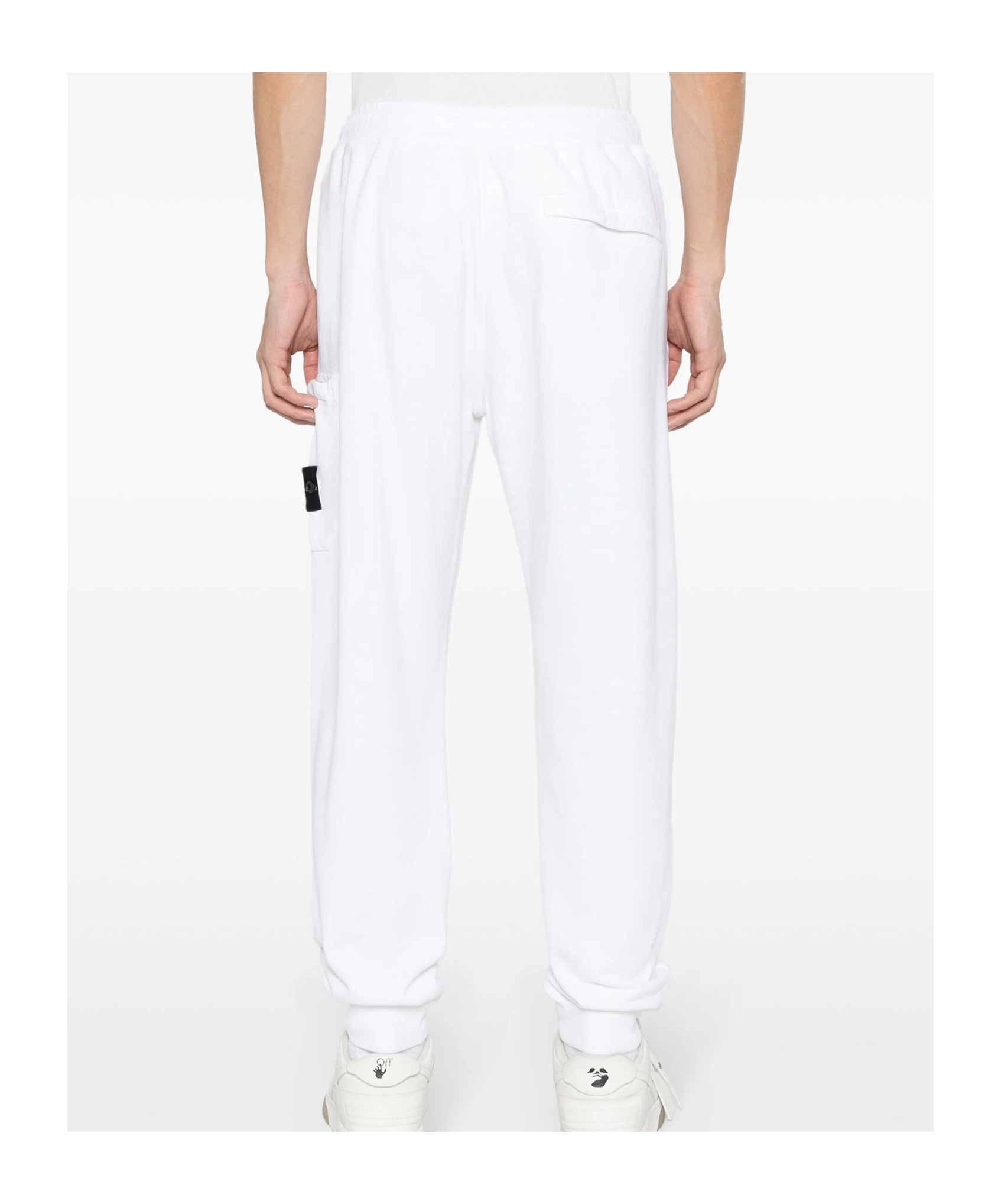 Stone Island Logo Patch Drawstring Sweatpants In White