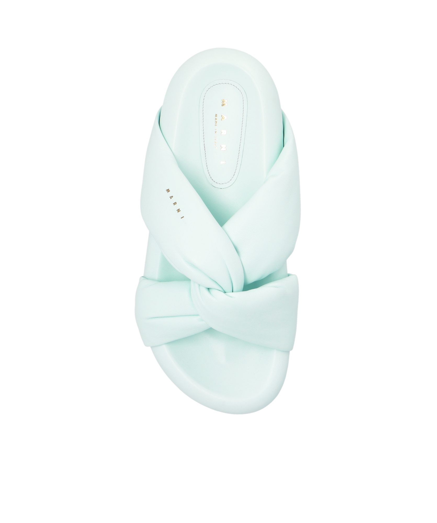 Marni Bubble Twist-detail Leather Slides In Green