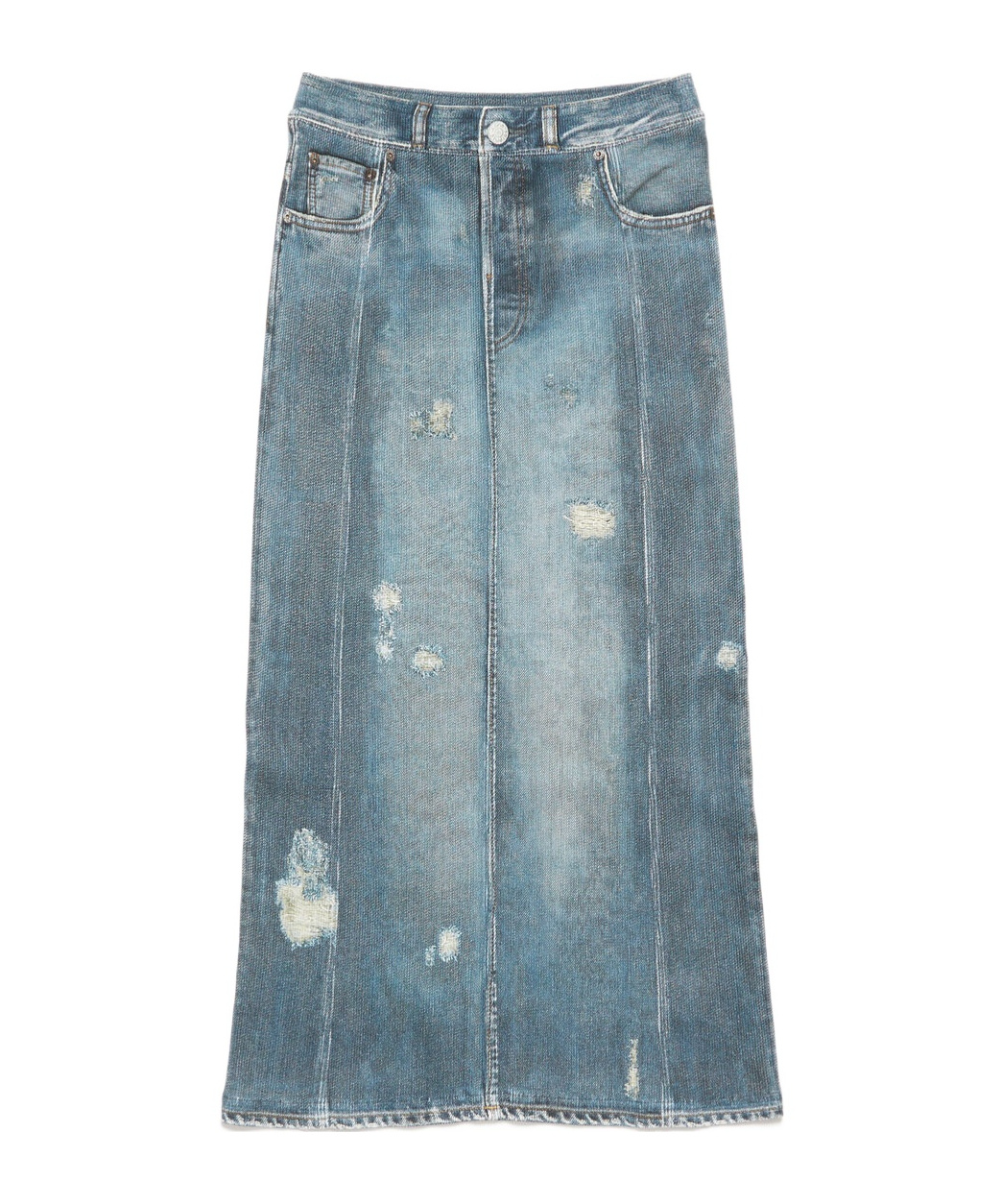 Acne Studios Rib Cotton Print Skirt In Denim Blue