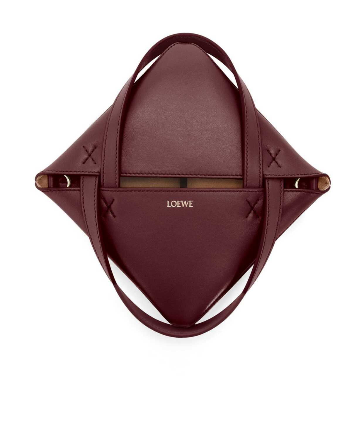 Loewe Mini Puzzle Fold Tote In Shiny Calfskin In Red