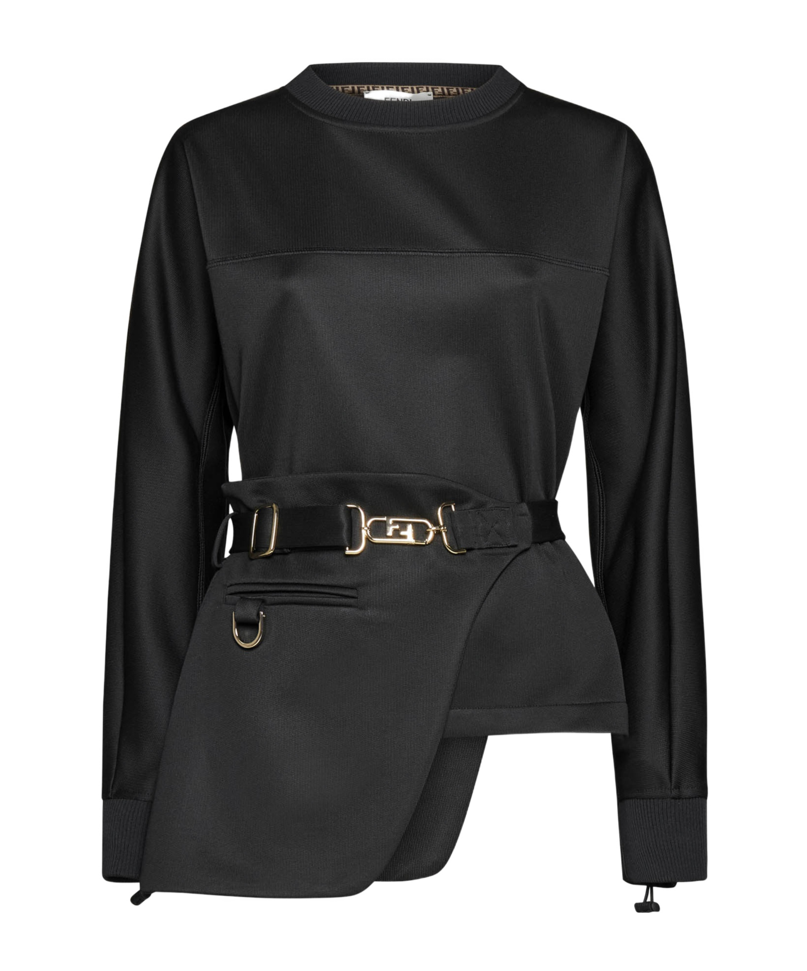 Fendi Black Jersey Sweatshirt In Black