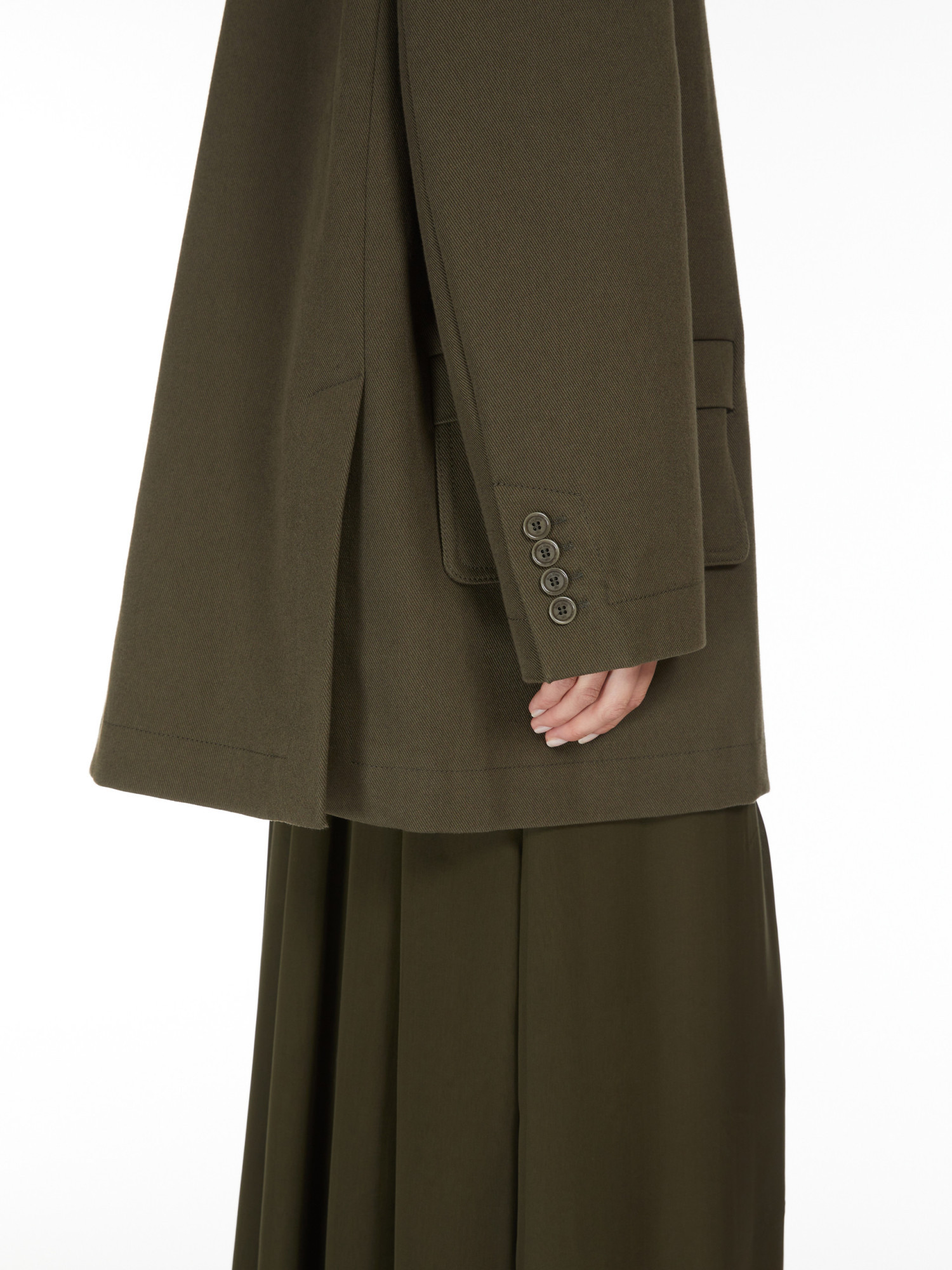 Max Mara Shirt-style Round-collar Casual Jacket In Green