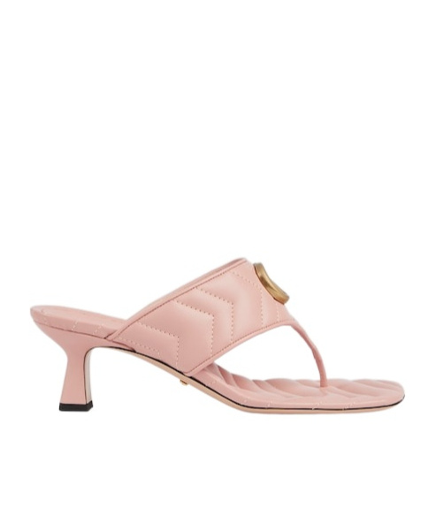 Gucci Double G Thong Leather Sandal In Pink