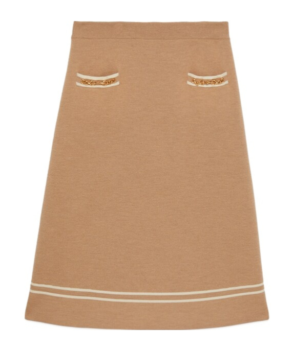 Gucci Wool Knitted Skirt In Brown