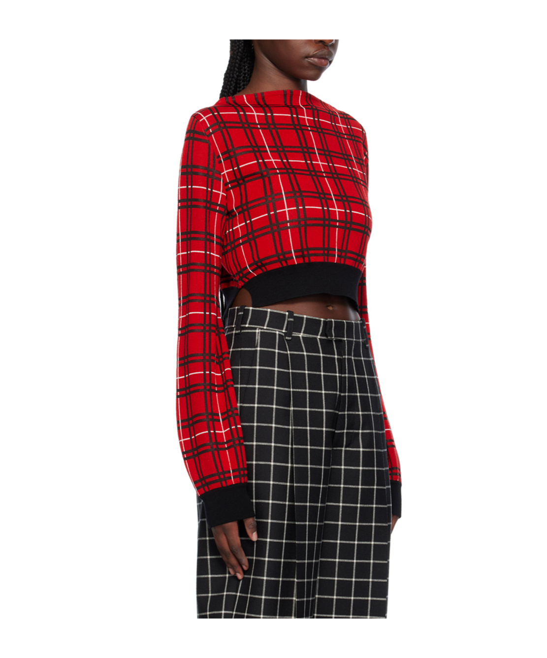 Marni Check-pattern Cropped Jumper In Red