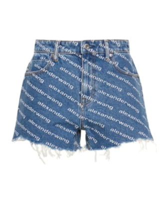 Alexander Wang Denim Shorts With All Over Logo