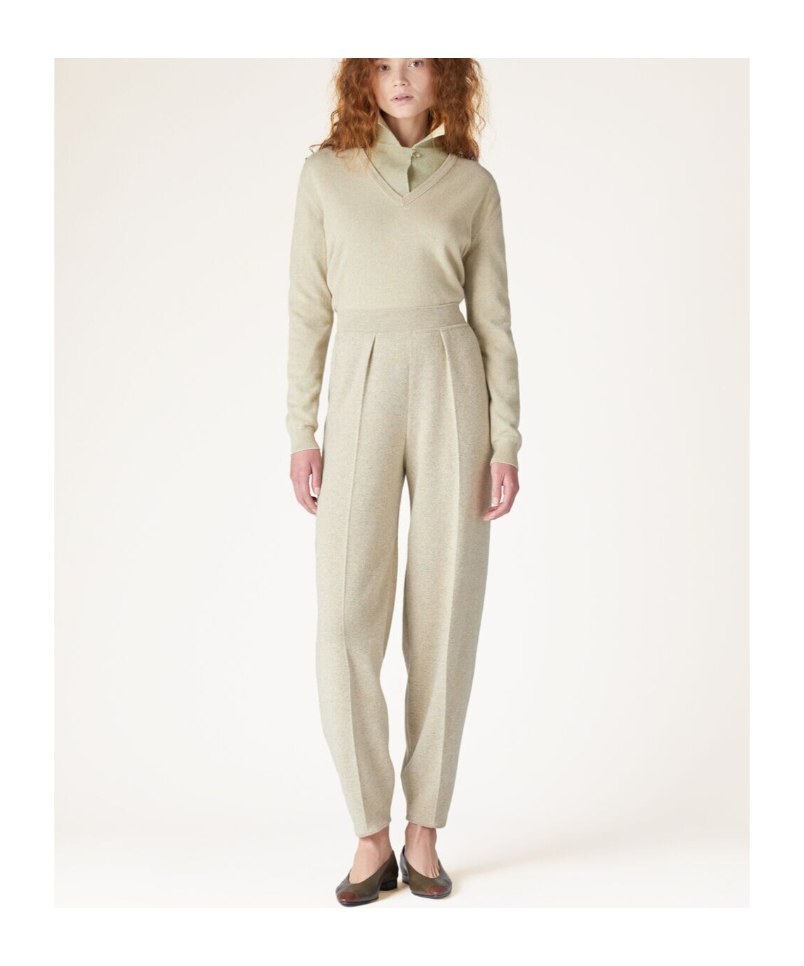Loro Piana Long-sleeved Knitted Polo Shirt In Nude