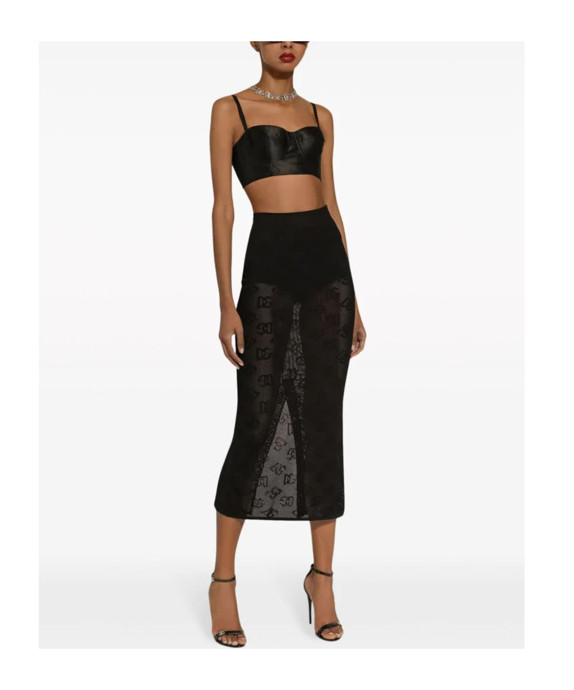 Dolce & Gabbana Dg-jacquard Midi Skirt In Black