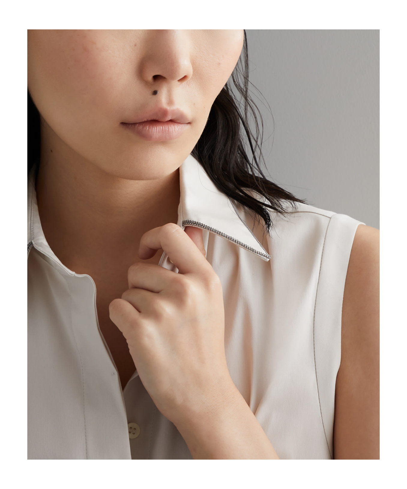 Shop Brunello Cucinelli Plain Sleeveless Shirt In Gray