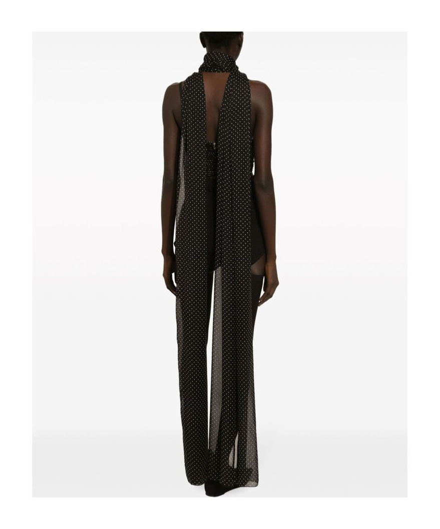 Dolce & Gabbana Chiffon Top With Scarf Accessory In Black