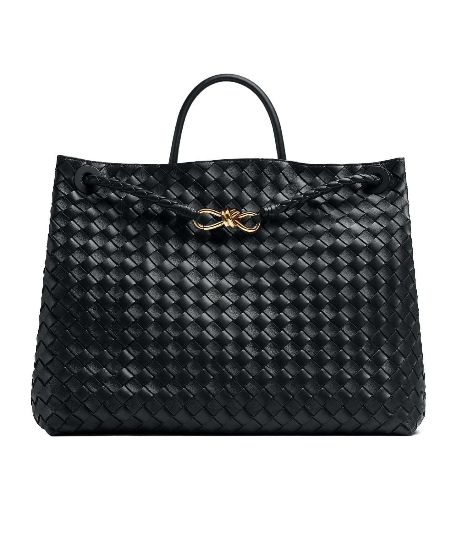 Bottega Veneta Andiamo Large Fondant-coloured Bag In Black