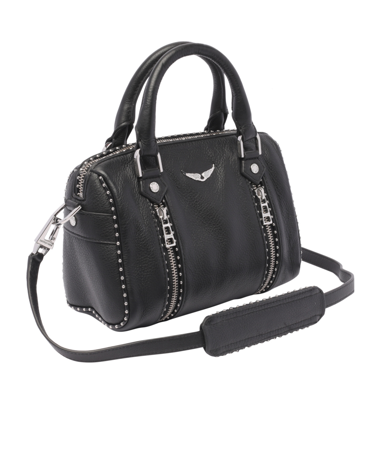 Zadig & Voltaire Small Logo Leather Tote Bag In Black