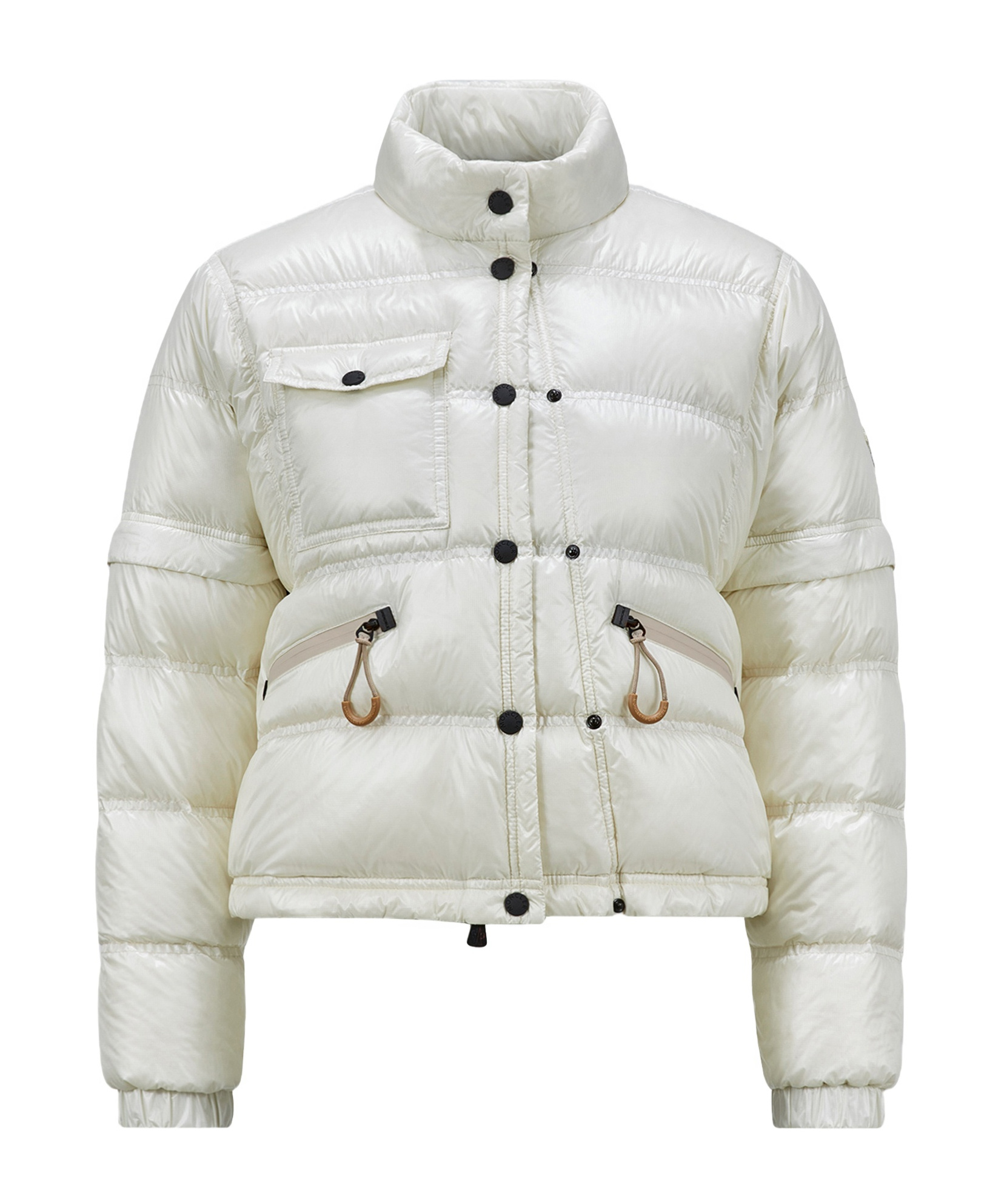 Moncler Grenoble 'mauduit' White Down Jacket With Logo Patch On The Sleeve In Tech Fabric Woman In White