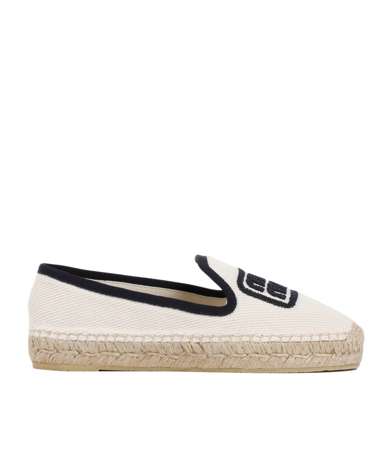 Miu Miu Logo Embroidered Drill Espadrilles In White