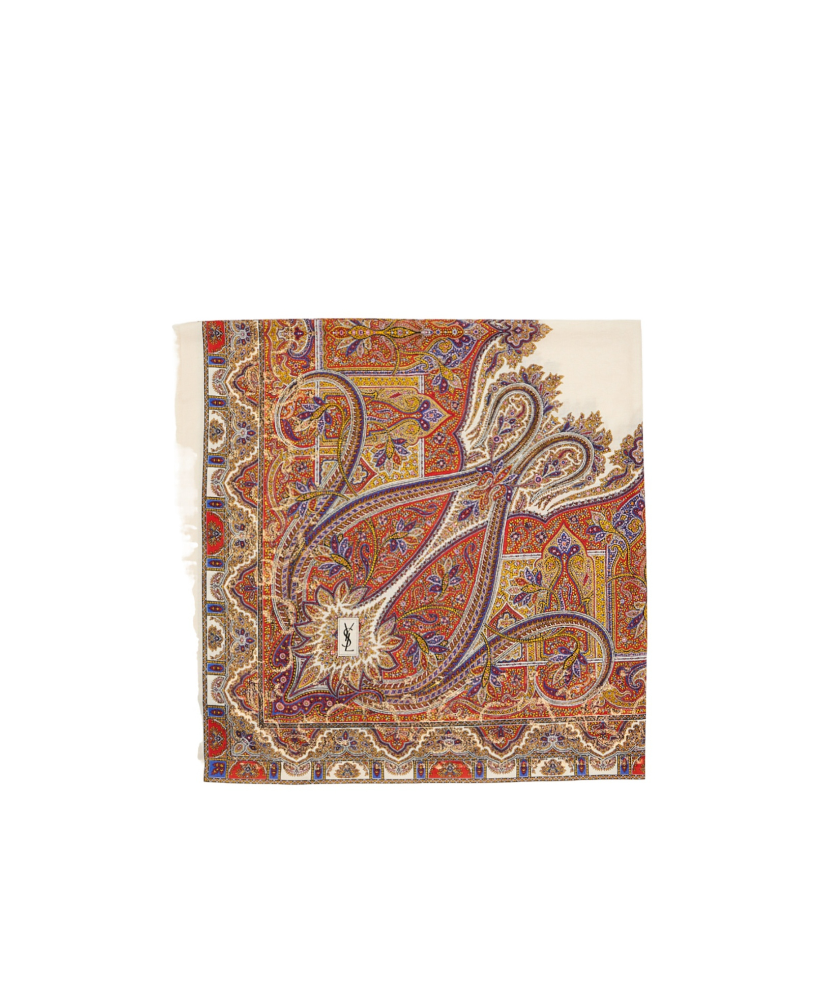 Saint Laurent Paisley-print Fringed Scarf In Multicolor