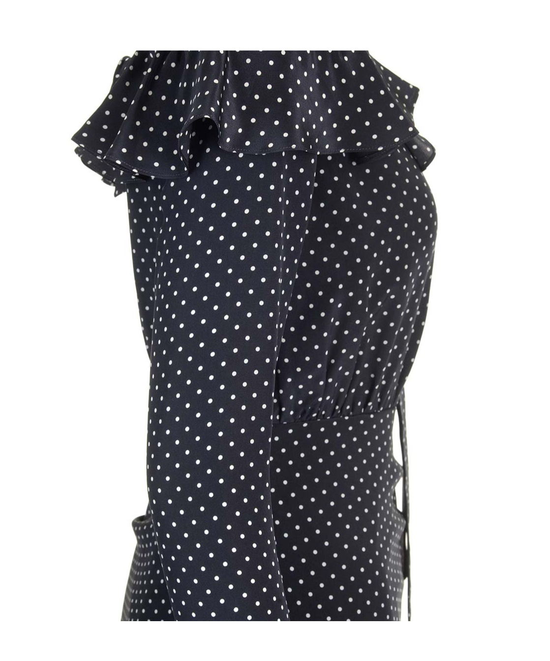Alessandra Rich Blue Silk Minidress With White Polka Dots In Black
