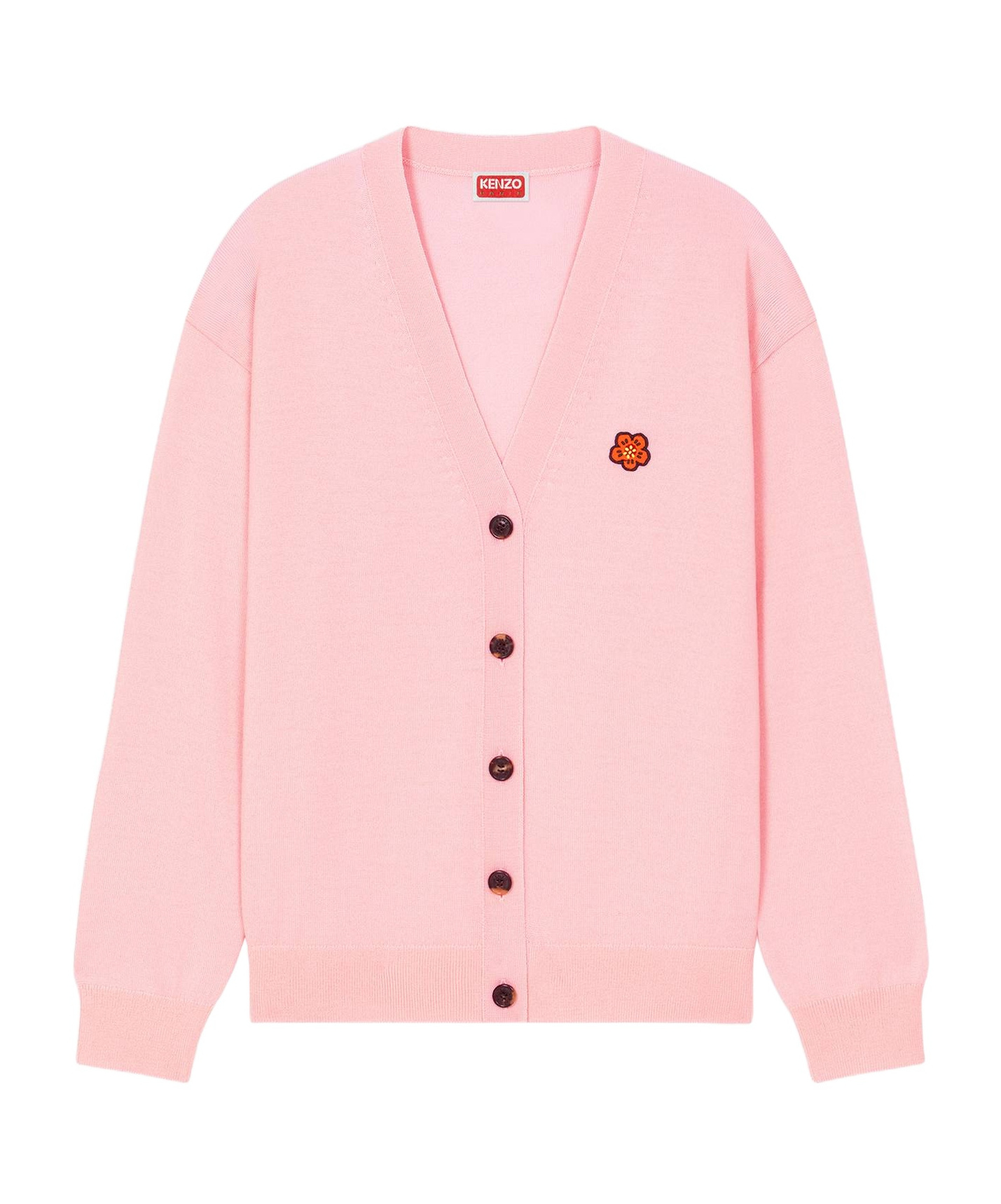 Kenzo Boke Flower Embroidered Buttoned Cardigan In Pink