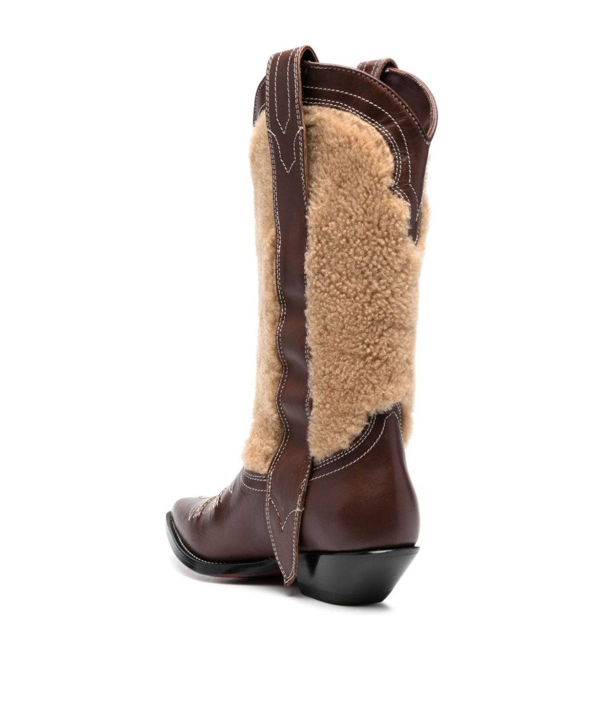 Sonora Embroidered Leather Texan Boots In Brown