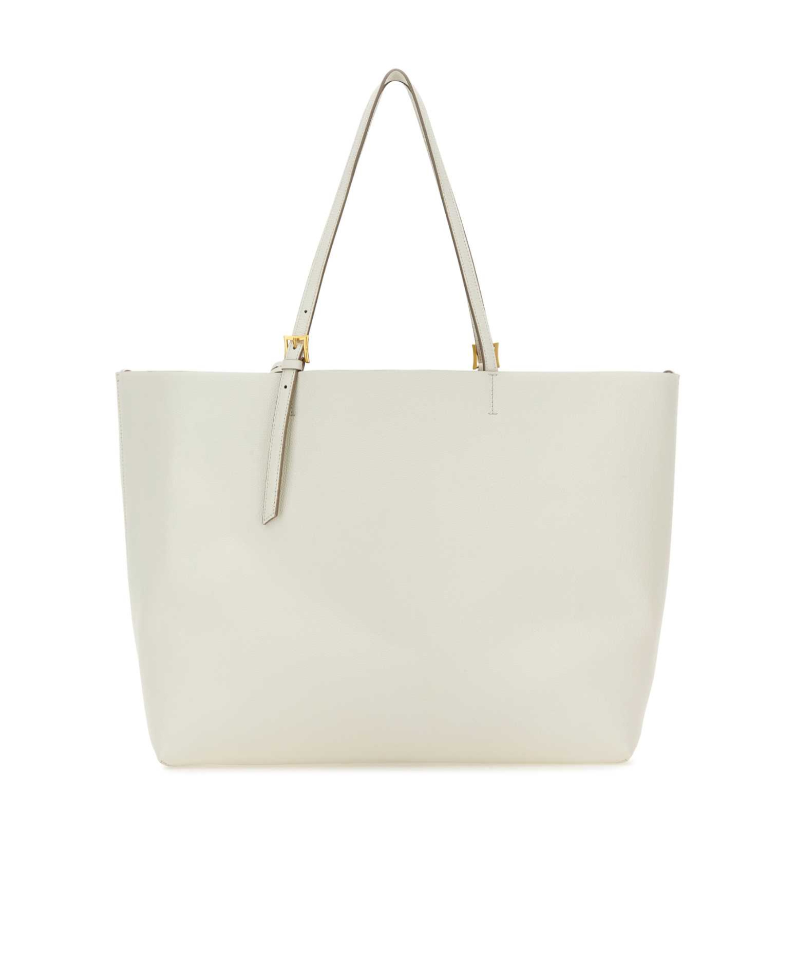 Mcm Logo Debossed Tote Bag In White