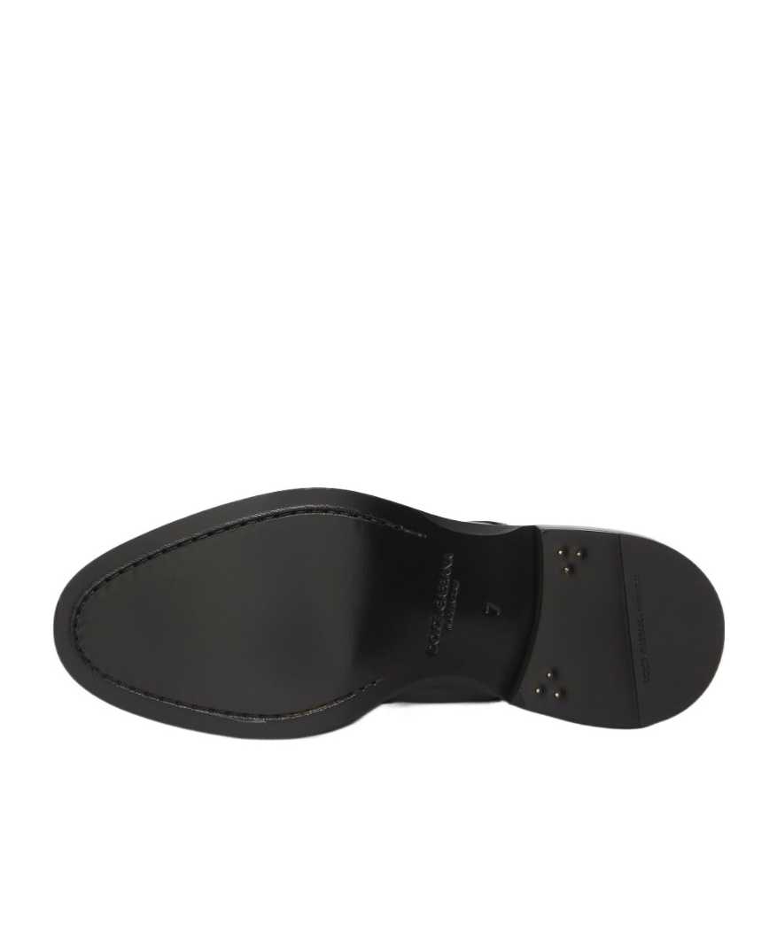 Dolce & Gabbana Black Leather Oxfords And Derbies In Black