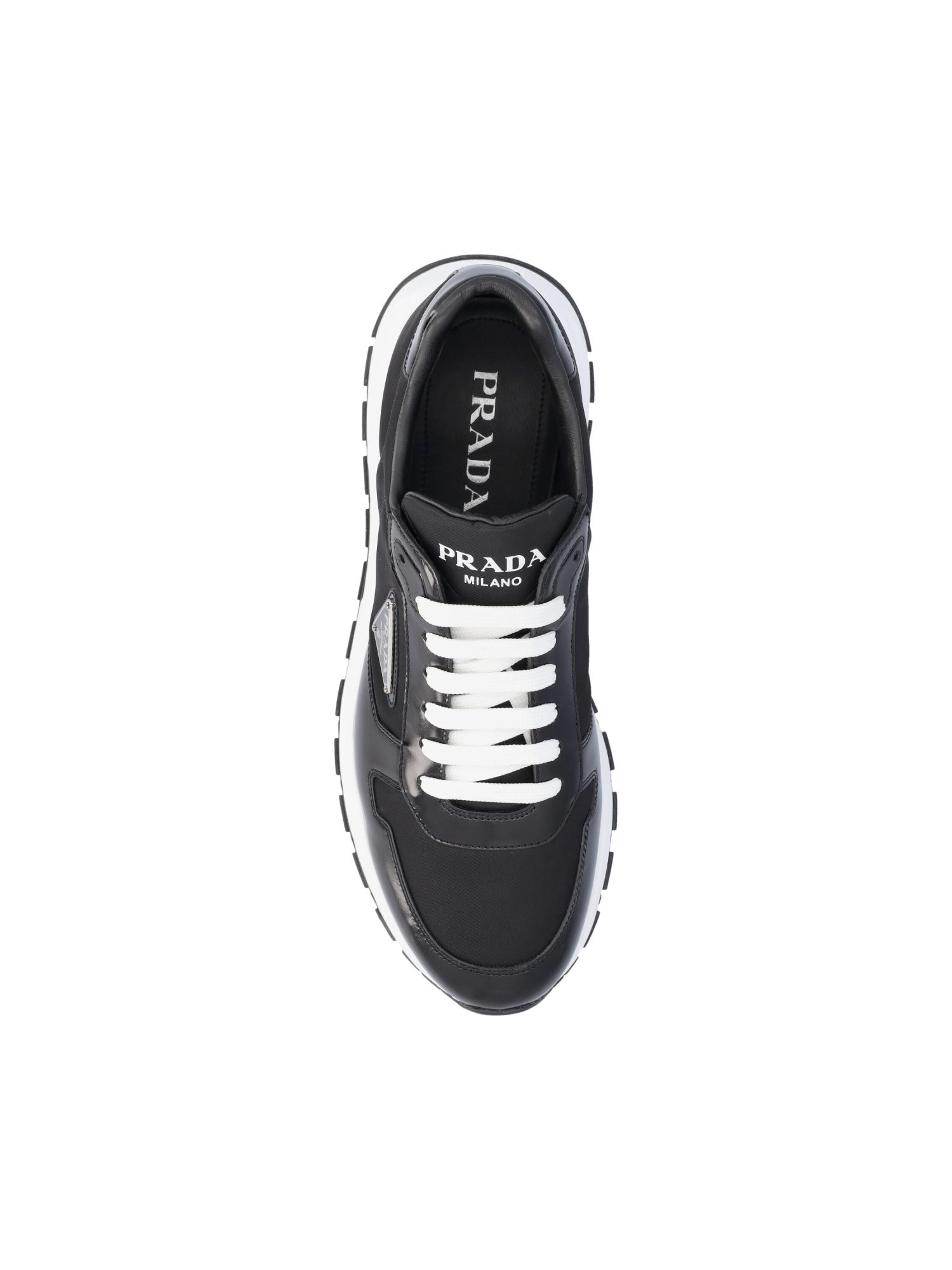 Shop Prada Logo Plaque Low-top Sneakers In Black