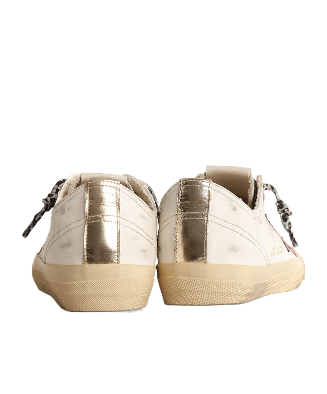 Golden Goose V-star With Pink Glitter Star And Metallic Leather Heel Tab In Neutral
