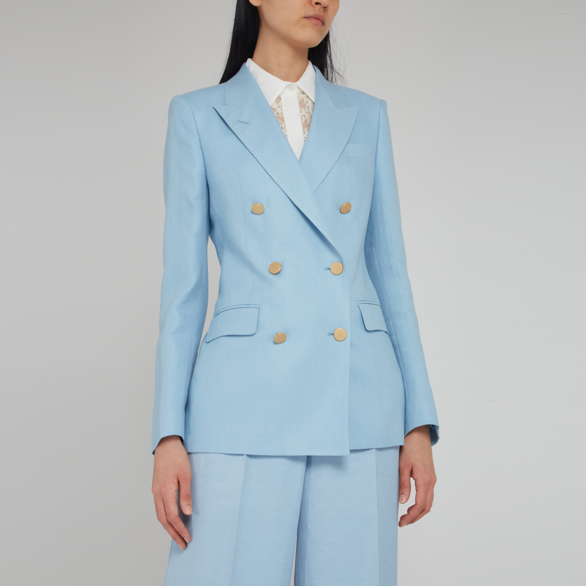 Tagliatore Long-sleeved Double-breasted Suit Jacket In Blue