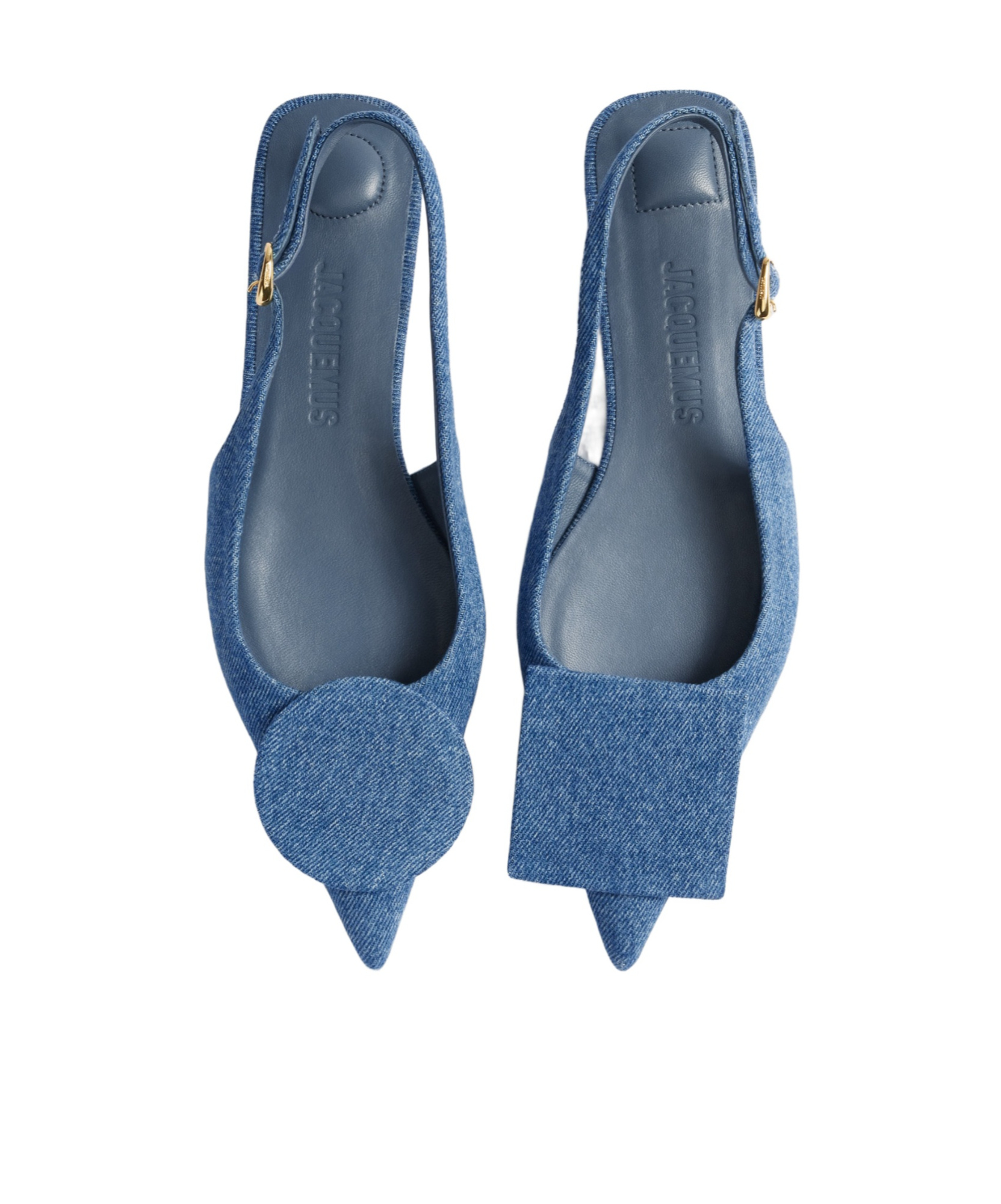 Jacquemus Duelo Slingback Denim Flats In Blue