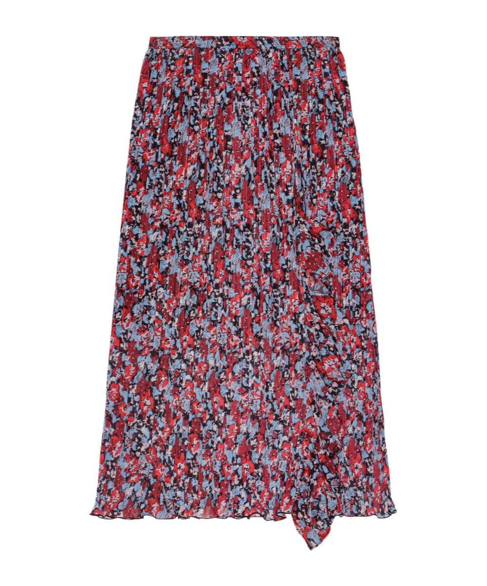 Ganni Floral-print Pleated Midi Skirt In Multicolor