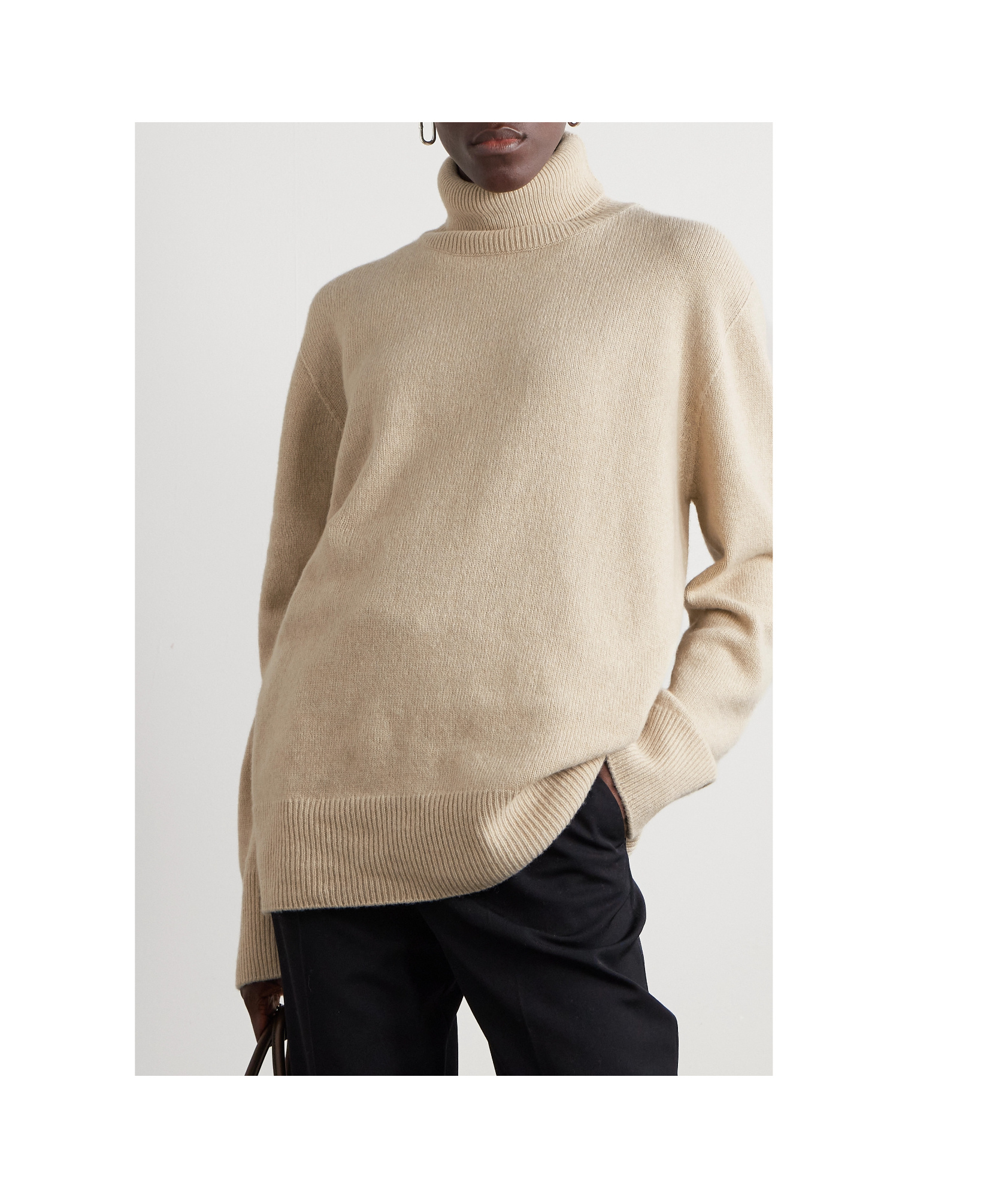 The Row Stepny Wool Cashmere Blended Turtleneck Sweater In Nude