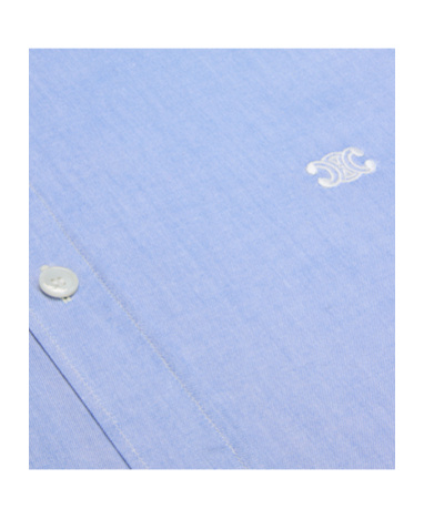 Celine Logo Long-sleeved Shirt In Blue