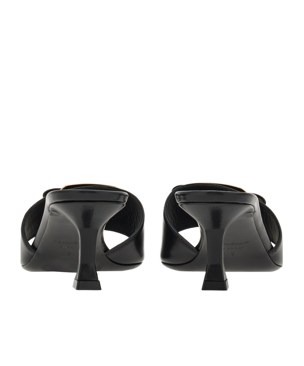 Ferragamo Zelie 55 Vara Plate Leather Sandals In Black