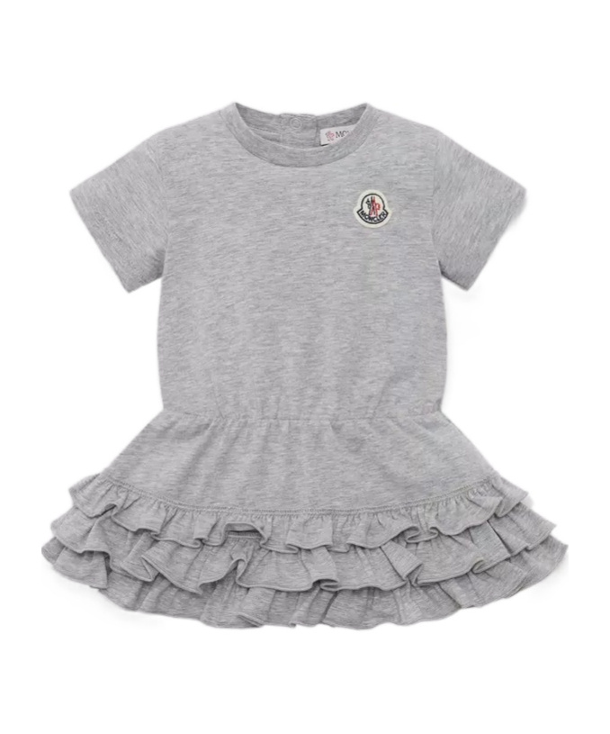 Moncler Enfant Short-sleeved Crewneck Dress In Gray