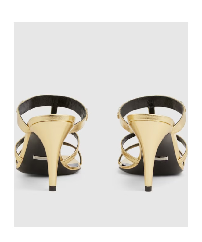 Gucci Horsebit Metallic Leather Caged Mules In Yellow