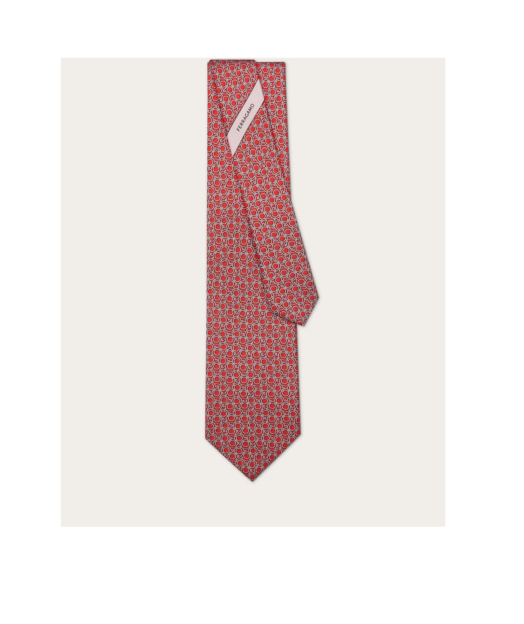 Ferragamo Printed Tie In Red