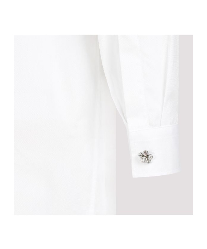 Prada Crystal-button White Cotton Shirt In White
